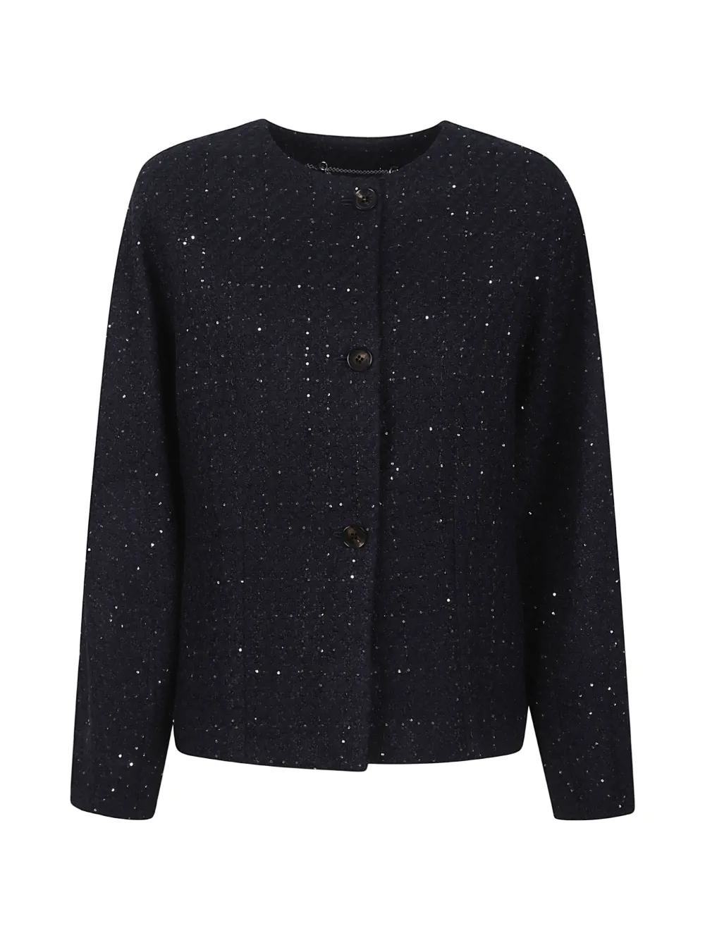 Kiton sequin-embellished bouclé twwed jacket - Blau