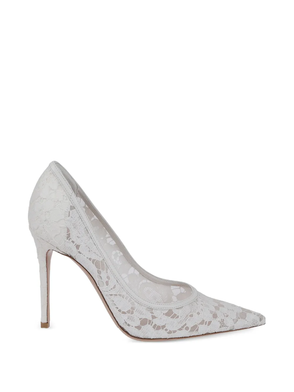 Gianvito Rossi Claudia floral-lace pointed-toe heeled pumps Wit