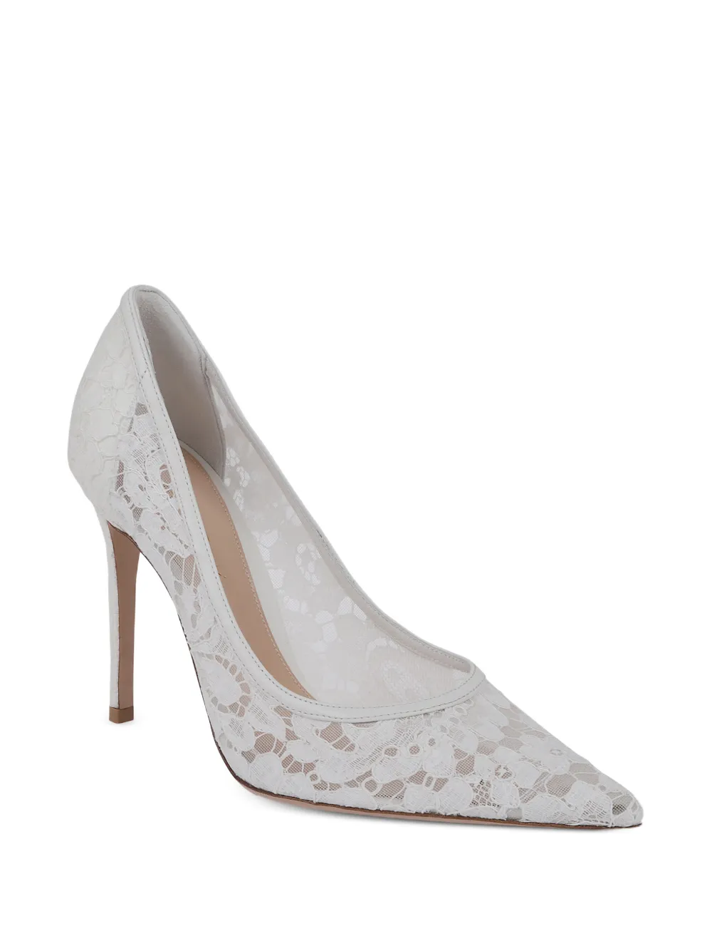 Gianvito Rossi Claudia floral-lace pointed-toe heeled pumps Wit