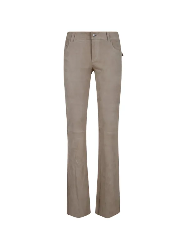 Stouls Suede Flared Trousers in Neutrals