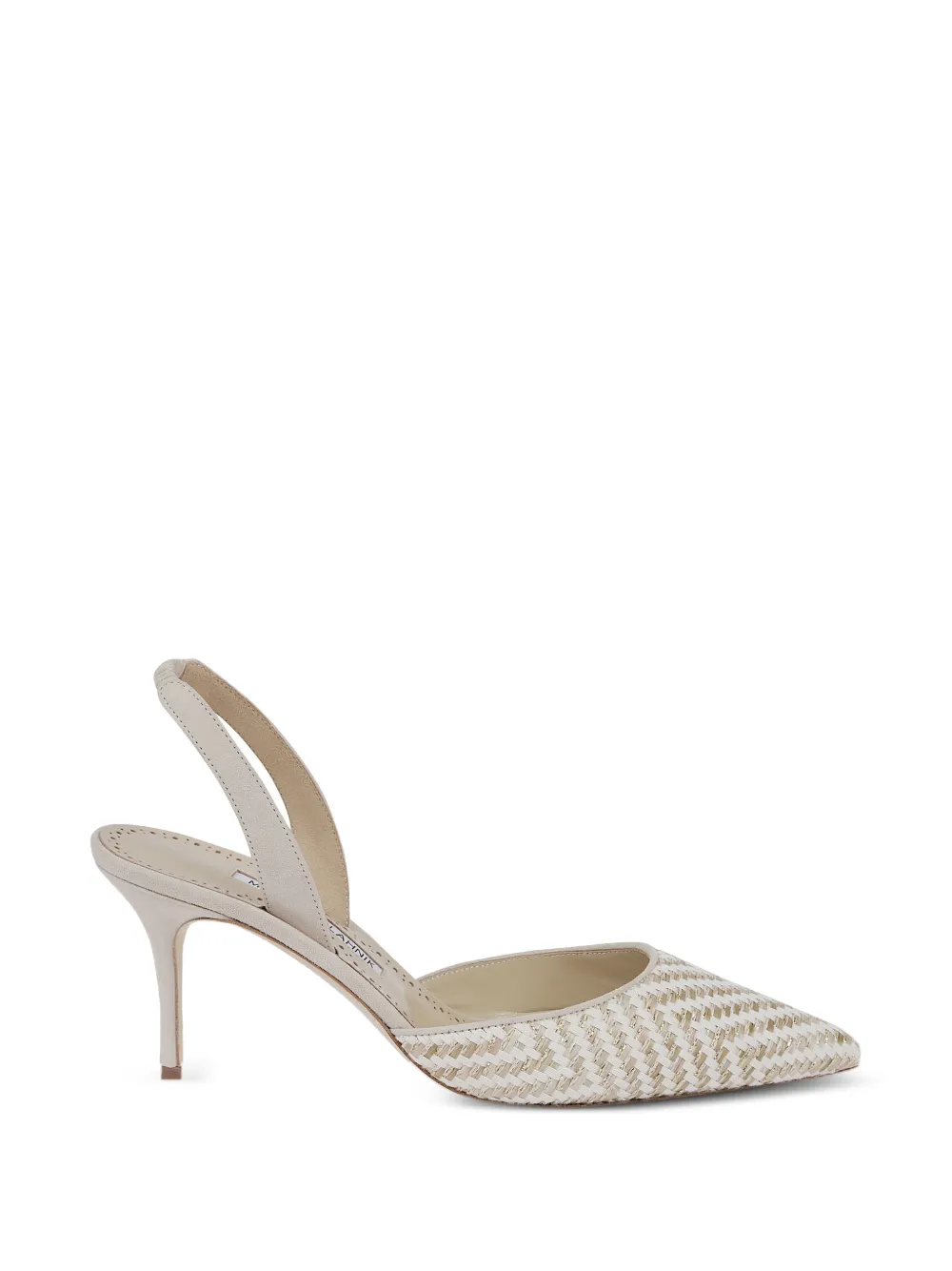 Manolo Blahnik Carolyne woven-raffia slingback pumps Beige