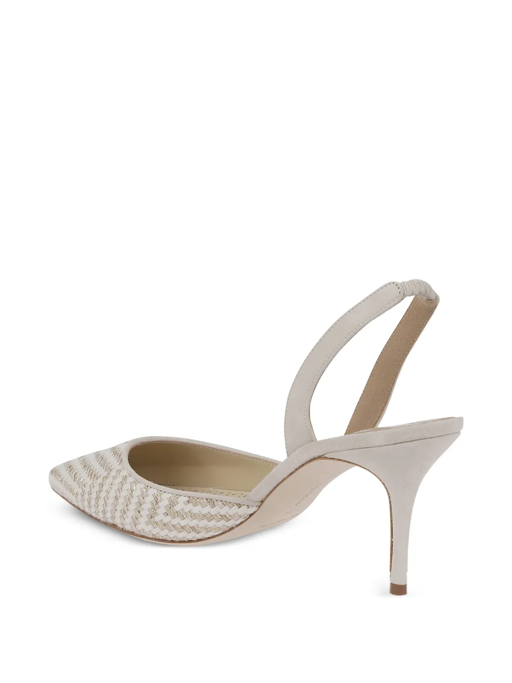 Manolo Blahnik Carolyne woven-raffia slingback pumps Beige
