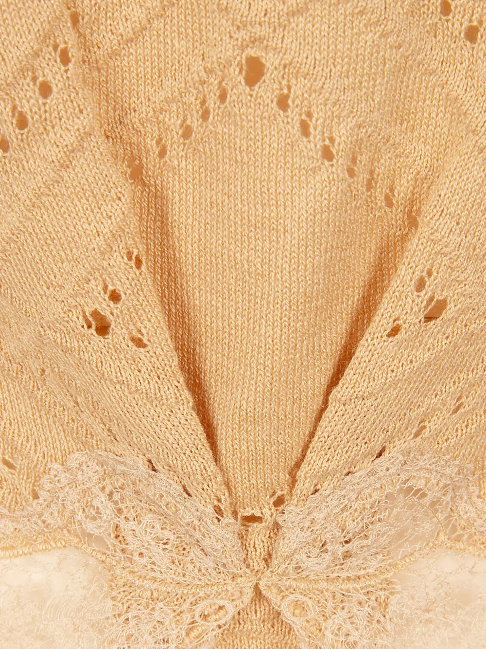 Ermanno Scervino Gebreide top met afwerking van kant Beige