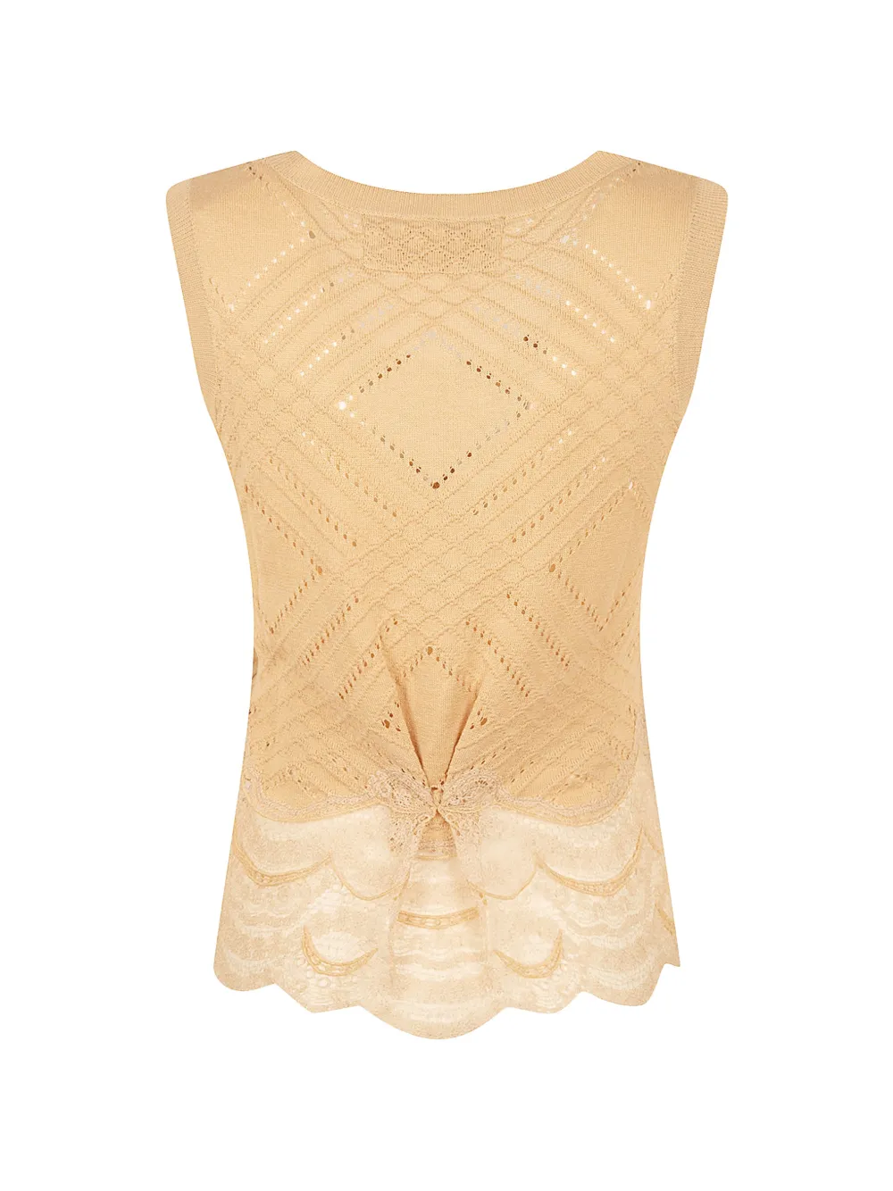 Ermanno Scervino Gebreide top met afwerking van kant Beige