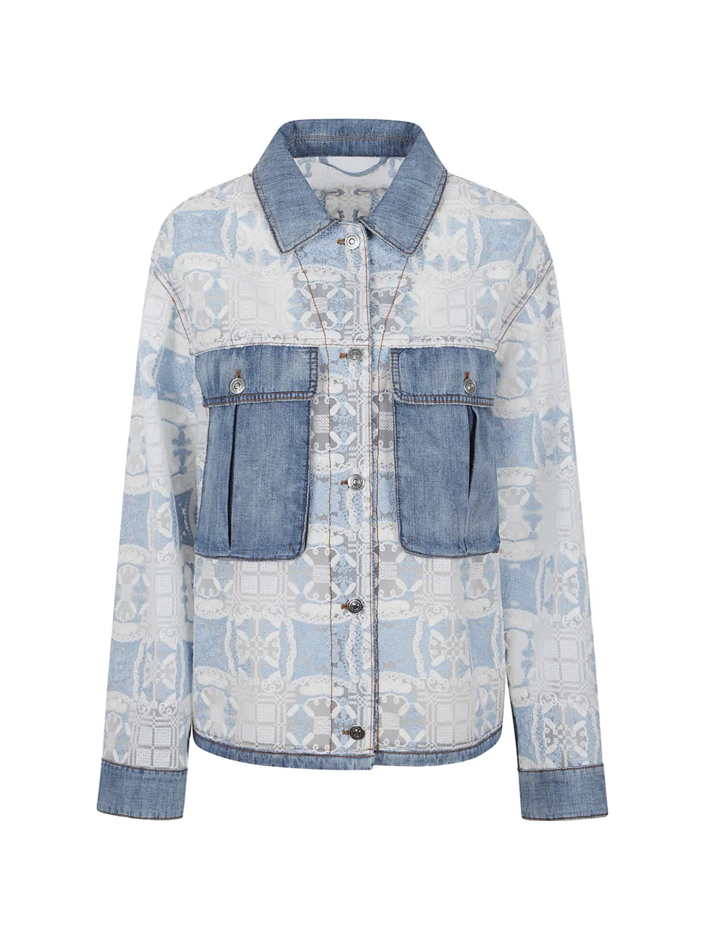 Ermanno Scervino lace-panelled denim jacket - Bianco