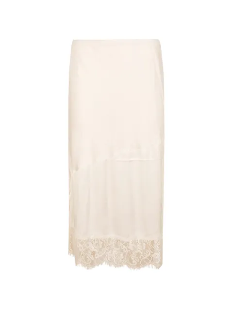 Gold Hawk lace-trim silk skirt