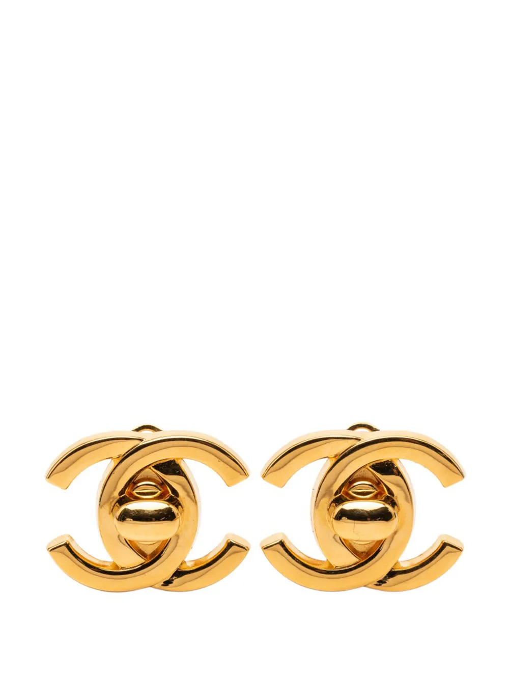 CHANEL Pre-Owned 1996 Gold Plated CC Turn Lock Clip On Earrings costume earrings - Oro