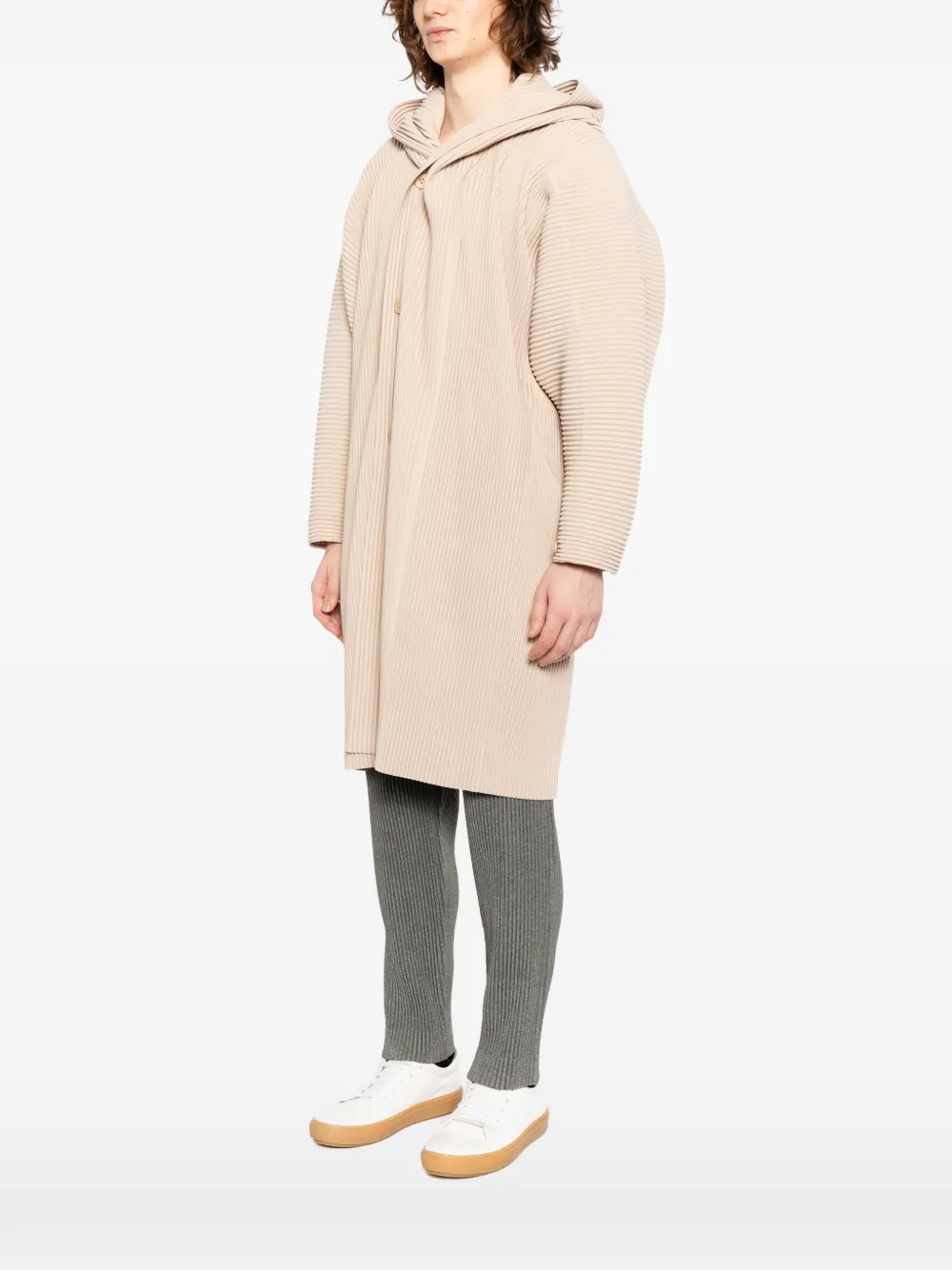 Pleated Single-Breasted Coat