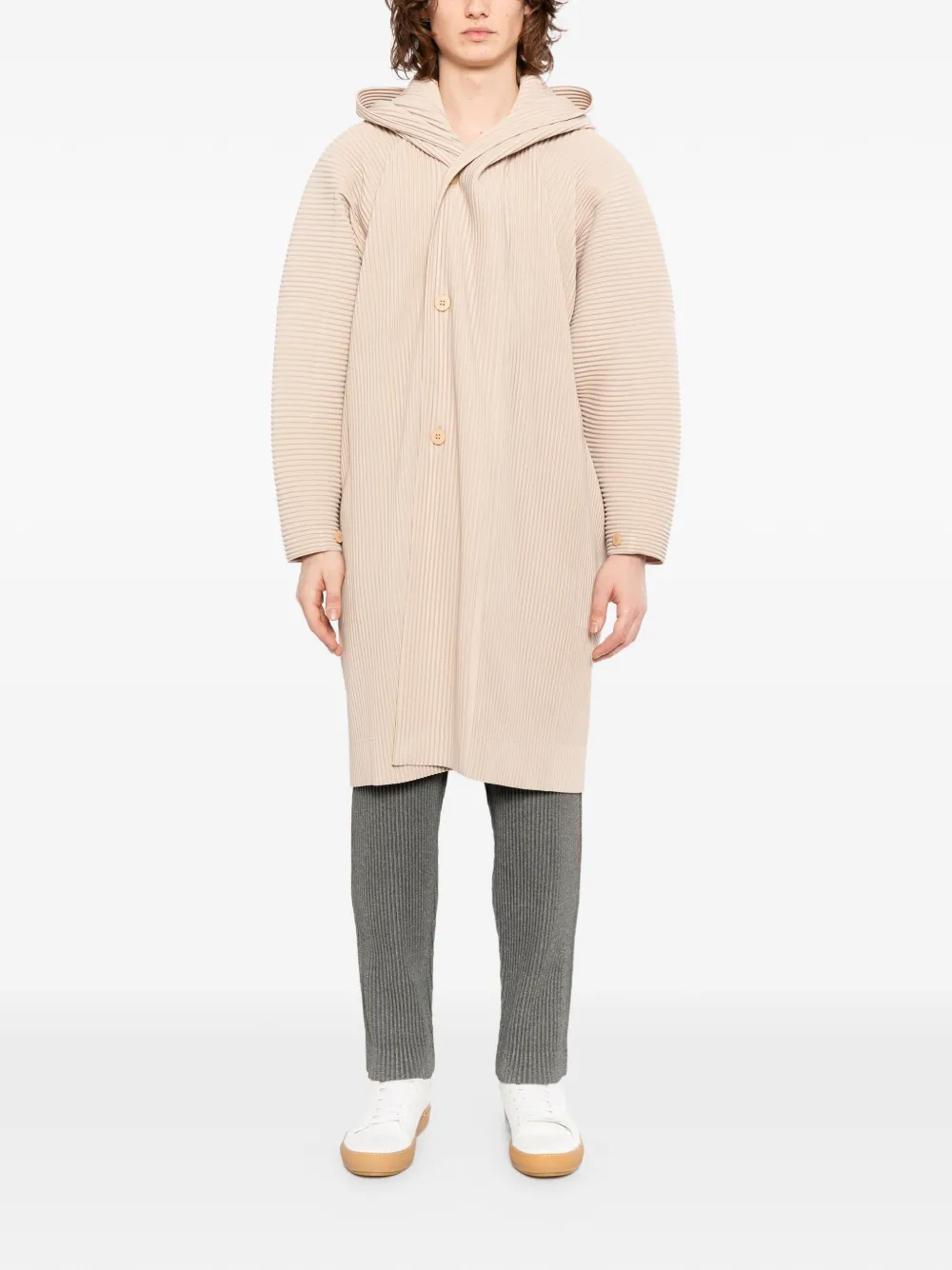 Pleated Single-Breasted Coat