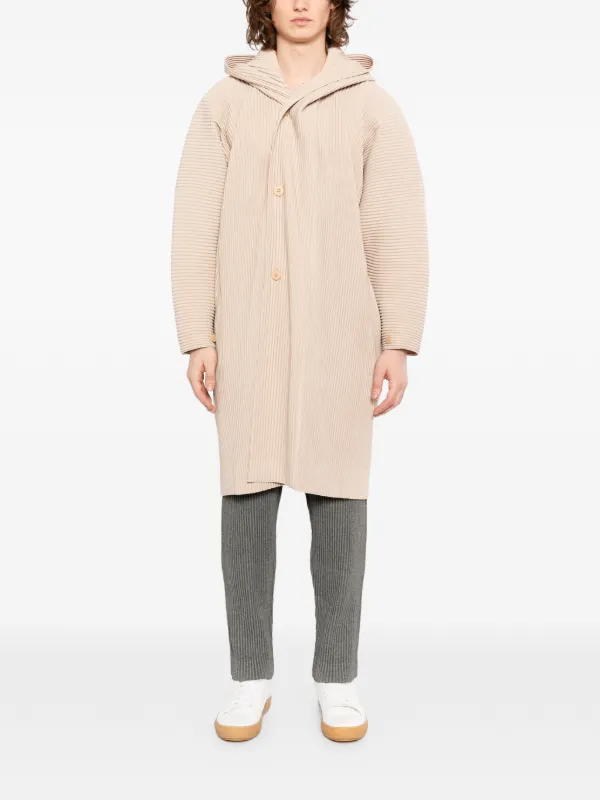 Homme Plissé Issey Miyake Pleated single-breasted Coat | Neutrals
