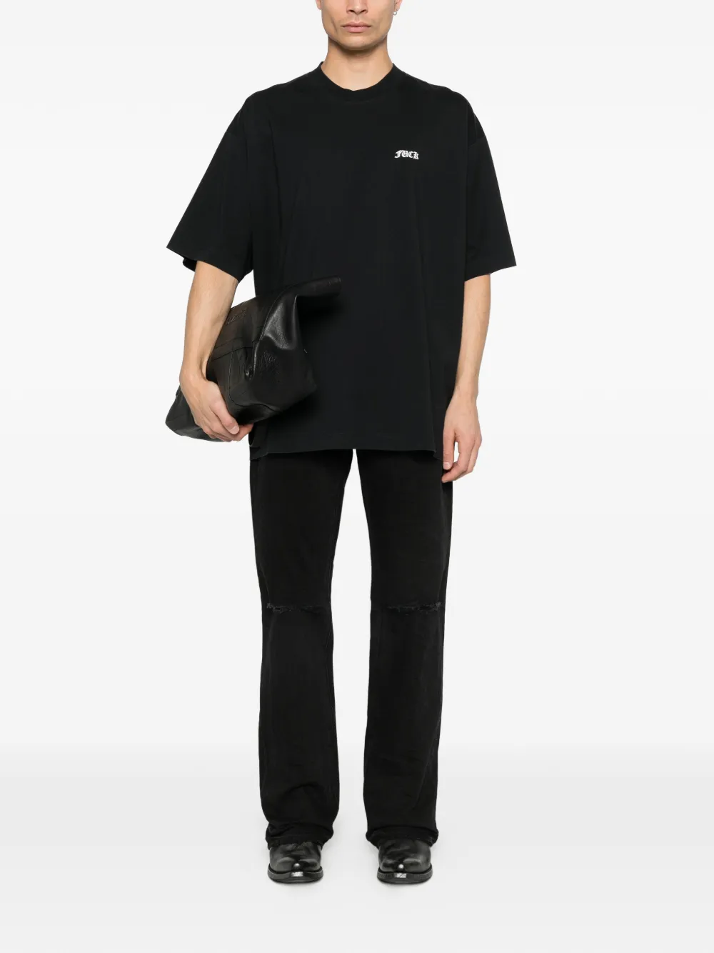 VETEMENTS lettering-print T-shirt - Zwart