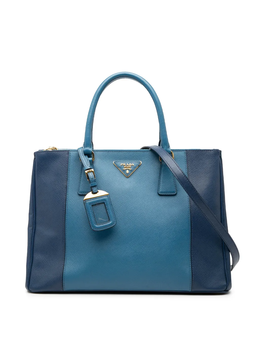 Prada Pre-Owned 2010-2025 Medium Bicolor Saffiano Lux Galleria Double Zip satchel - Blu