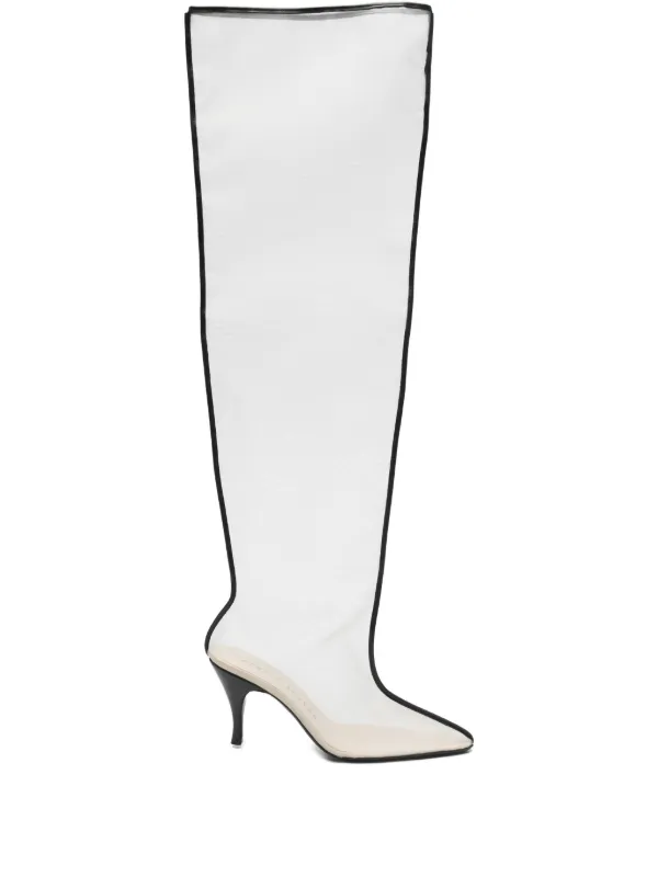 Herbert Levine Pointed-toe Mesh Boots in White