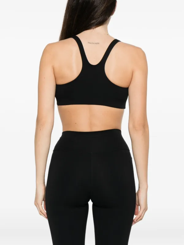 Sporty & Rich SRHWC Logo Cropped Sports Bra | Black | FARFETCH GE