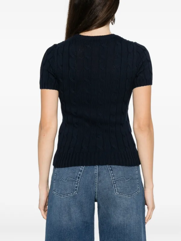 Polo Ralph Lauren ケーブル ニット Tシャツ ブラック XL Polo Ralph Lauren ケーブルニット Tシャツ | ブルー | FARFETCH JP