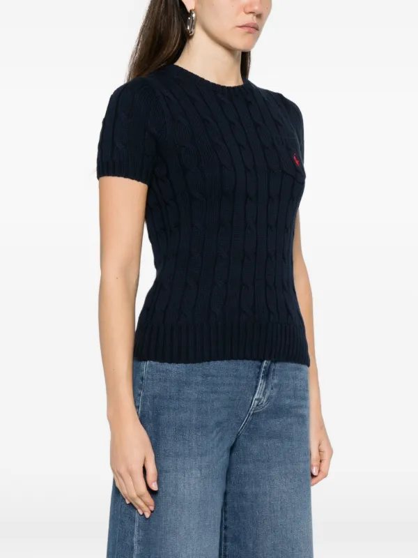 Polo Ralph Lauren ケーブル ニット Tシャツ ブラック XL Polo Ralph Lauren ケーブルニット Tシャツ | ブルー | FARFETCH JP