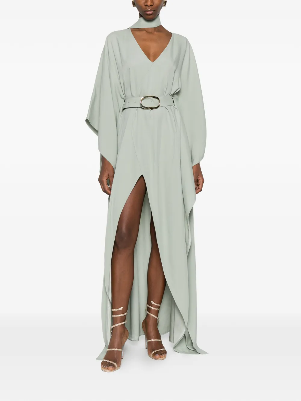 Taller Marmo belted tie-detail maxi dress - Groen