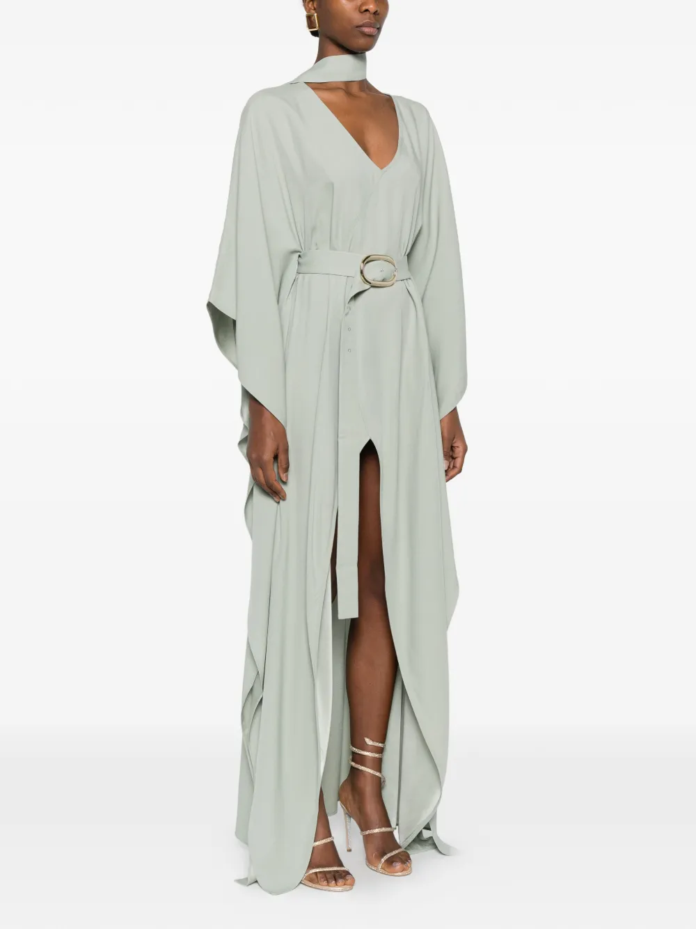 Taller Marmo Maxi-jurk met strik-detail en ceintuur Groen
