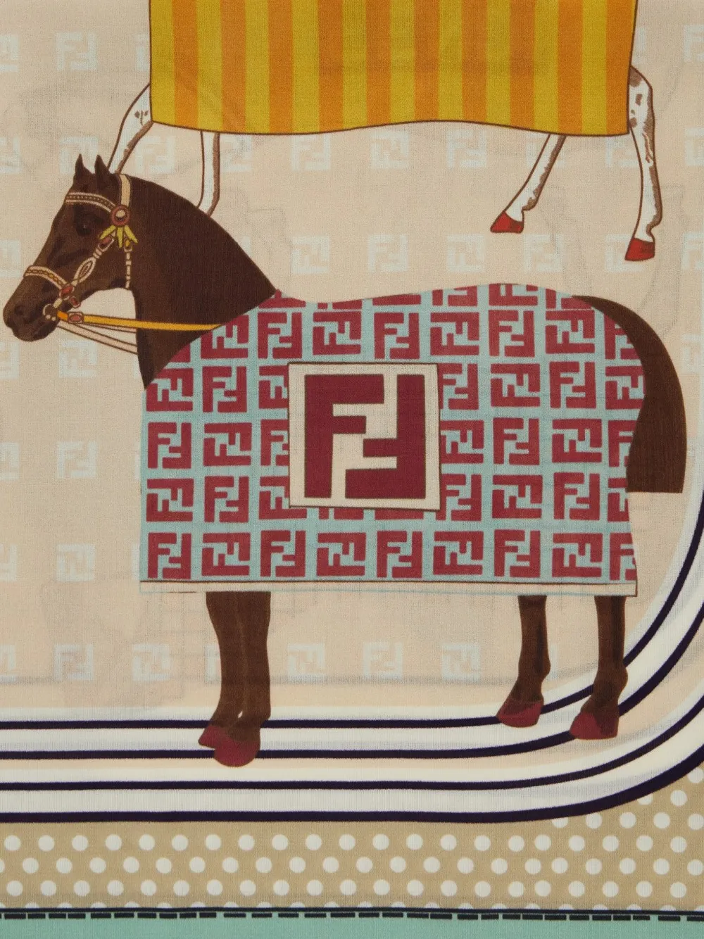  Fendi Kids Horses Patterned Scarf - Neutrals 