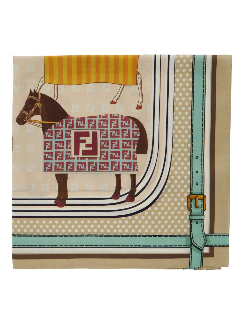 Fendi Kids horses patterned scarf - Toni neutri