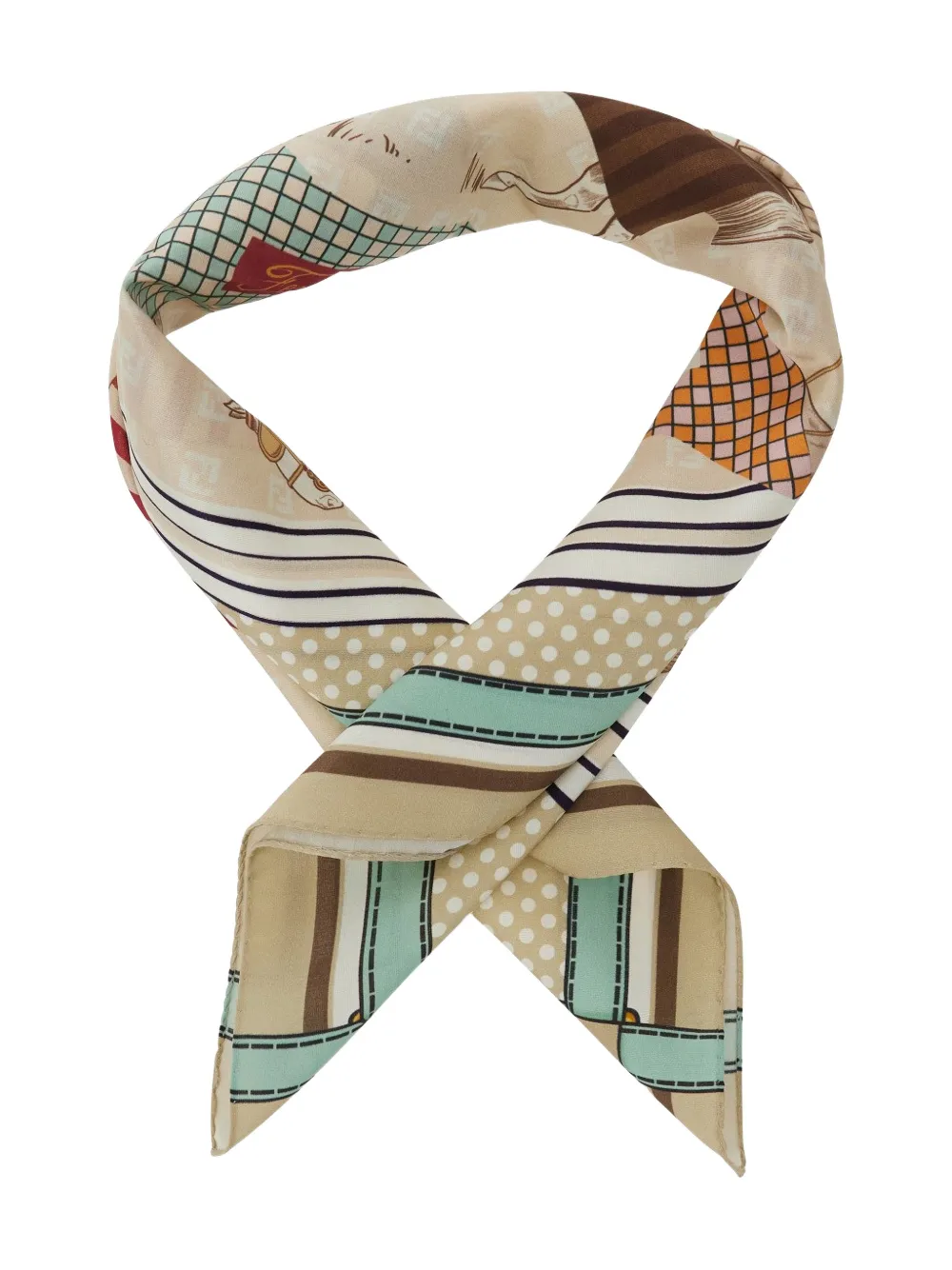  Fendi Kids Horses Patterned Scarf - Neutrals 