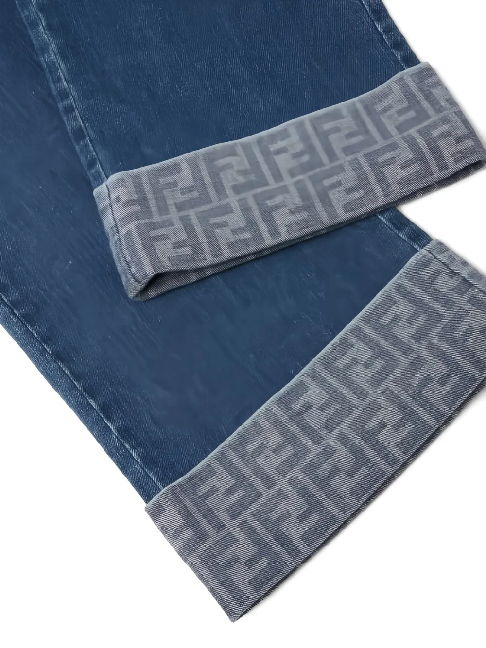  Fendi Kids Logo-pattern Wide-leg Jeans - Blue 