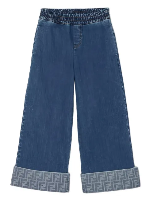 Fendi Kids logo-pattern wide-leg jeans