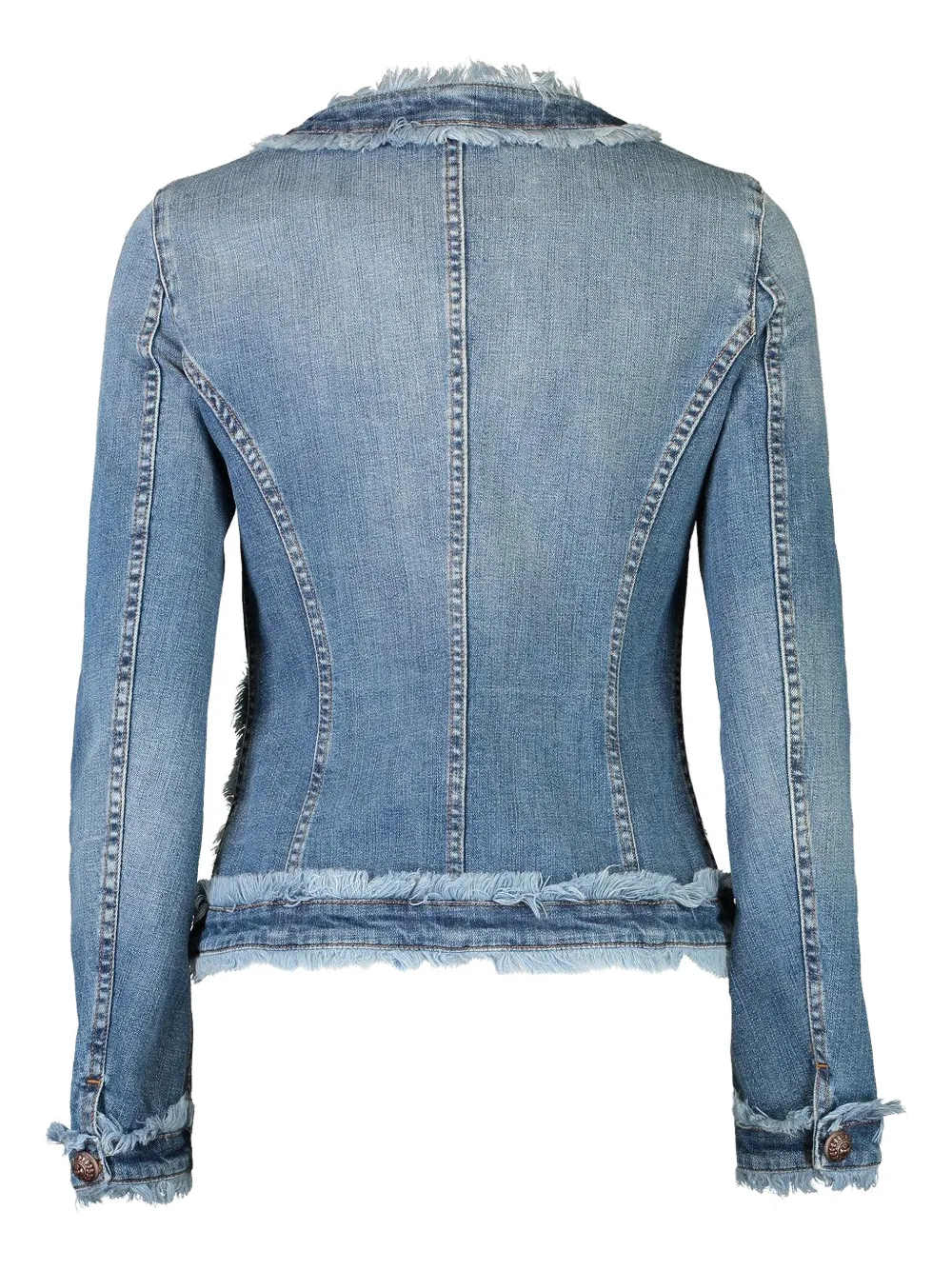  Maison Common Fringed-trim Denim Jacket - Blue 