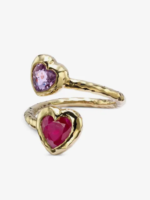 Octavia Elizabeth  bague Moi and Toi ornée d'un rubis et d'un saphir rose