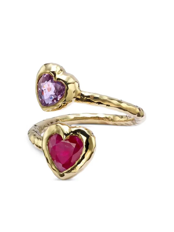 Octavia Elizabeth Moi and Toi Pink Sapphire and Ruby Ring in Gold