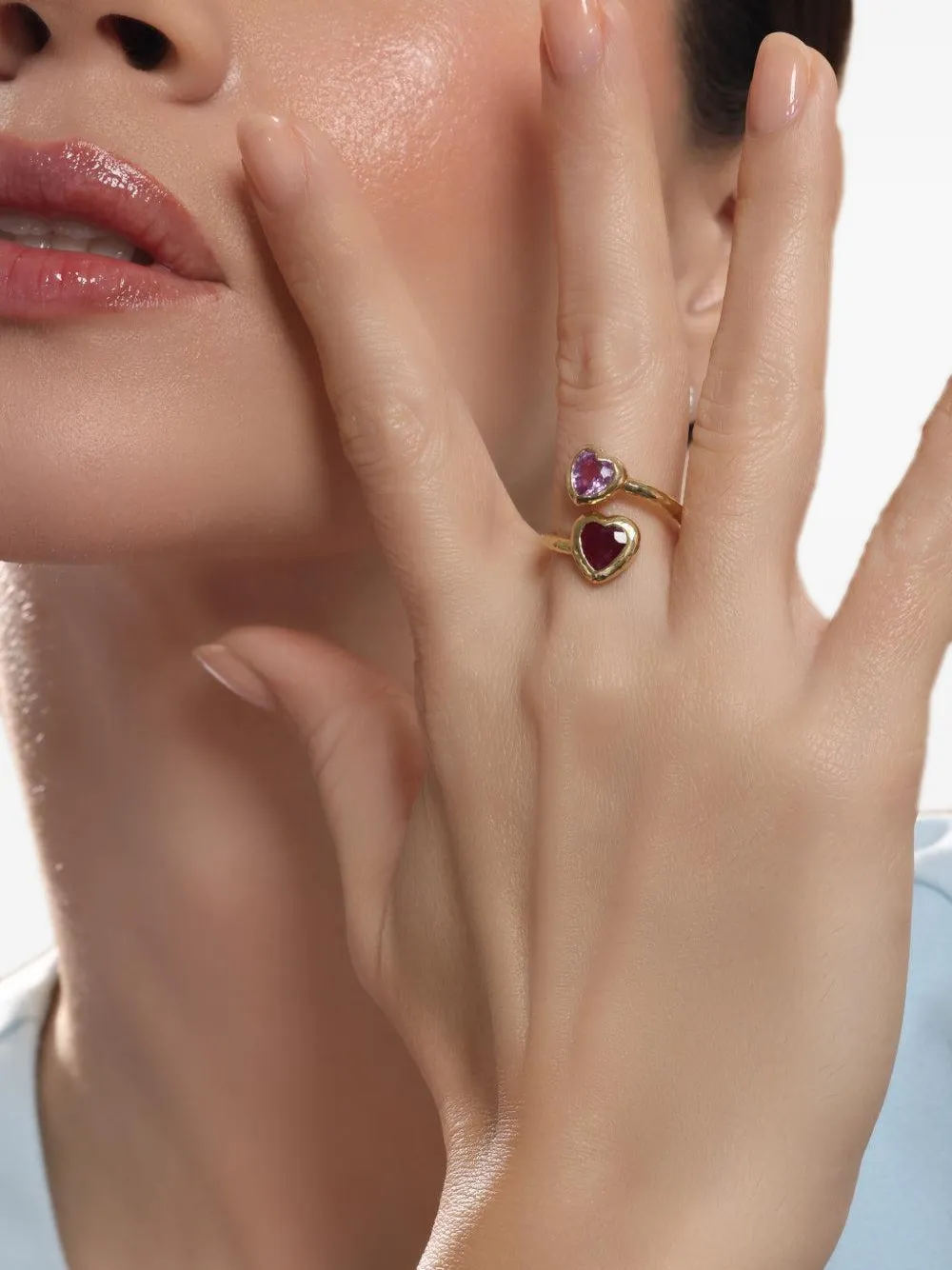  Octavia Elizabeth Moi And Toi Pink Sapphire And Ruby Ring - Gold 