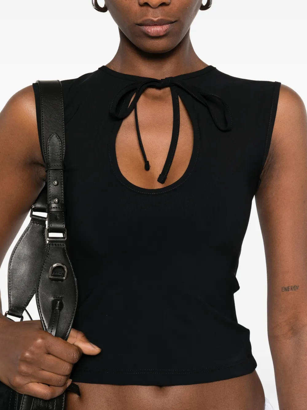 Gimaguas Anis tie-detail Sleeveless Top | Black | FARFETCH