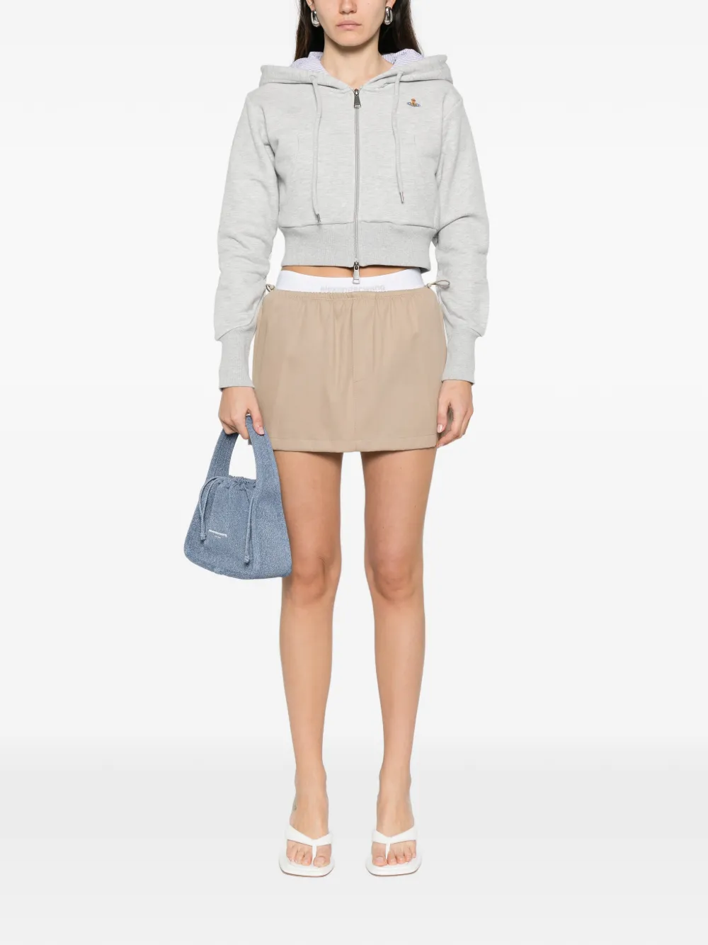 Alexander Wang logo-waistband mini skirt - Beige