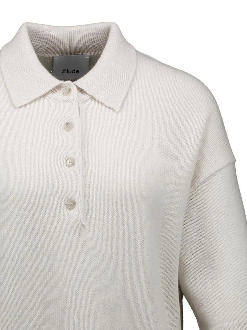  Allude Buttoned Polo Sweater - Neutrals 