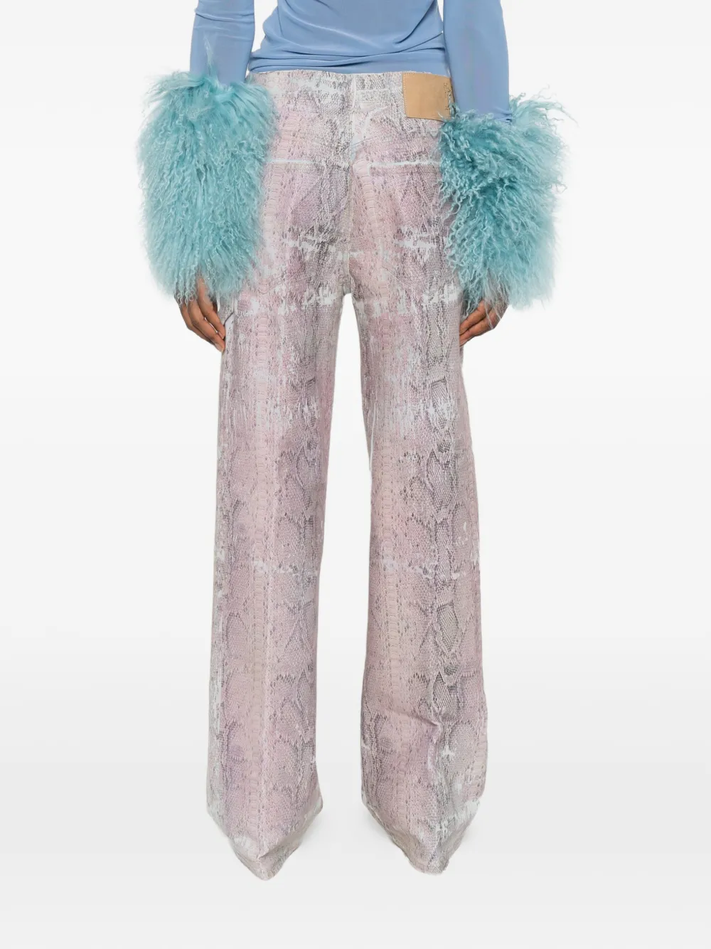 Haikure Jeans met slangenprint Beige