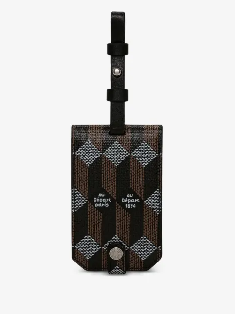 Au Départ geometric print leather luggage tag