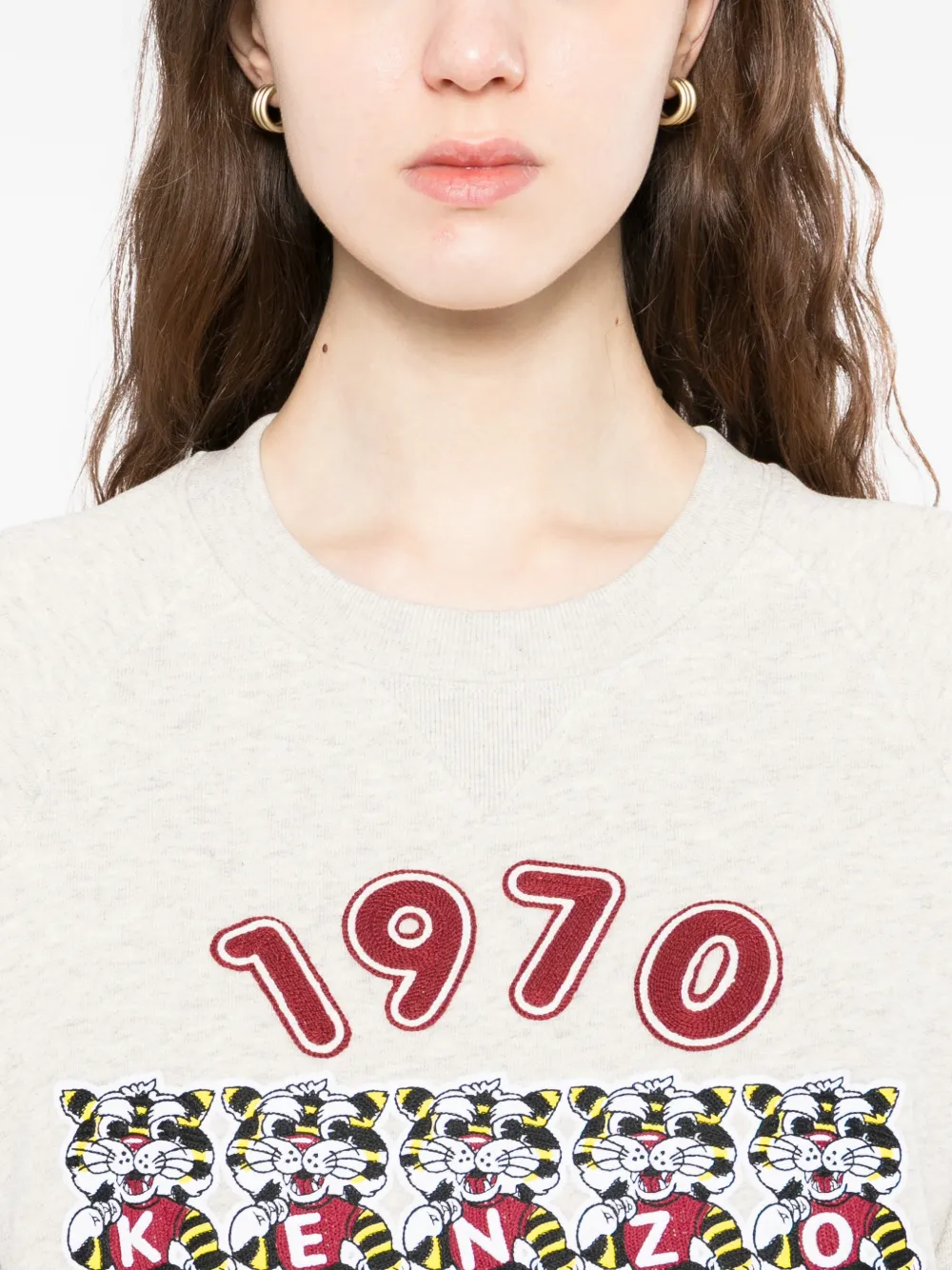 Kenzo Sweater met geborduurde tijger Grijs