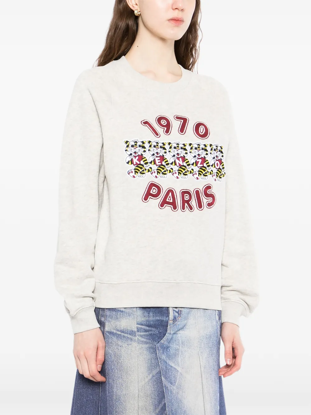 Kenzo Sweater met geborduurde tijger Grijs