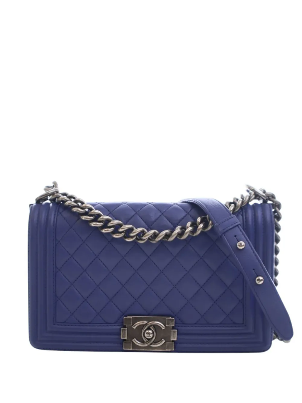 CHANEL Pre-Owned 2013-2014 Medium Quilted Lambskin Boy Flap crossbody bag - Blu