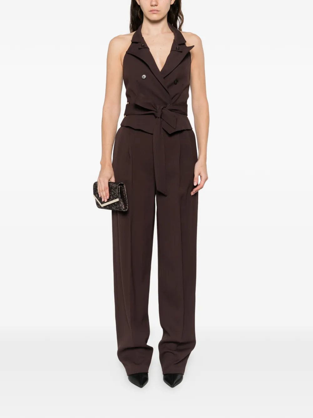  Elisabetta Franchi V-neck Top - Brown 