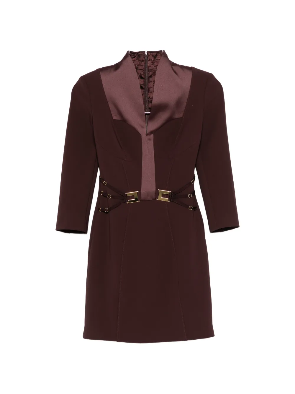 Elisabetta Franchi buckle detail mini dress - Marrone