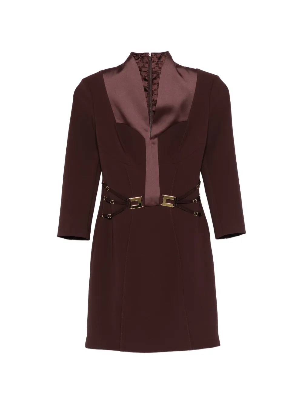 Elisabetta Franchi buckle detail mini dress - Marrone