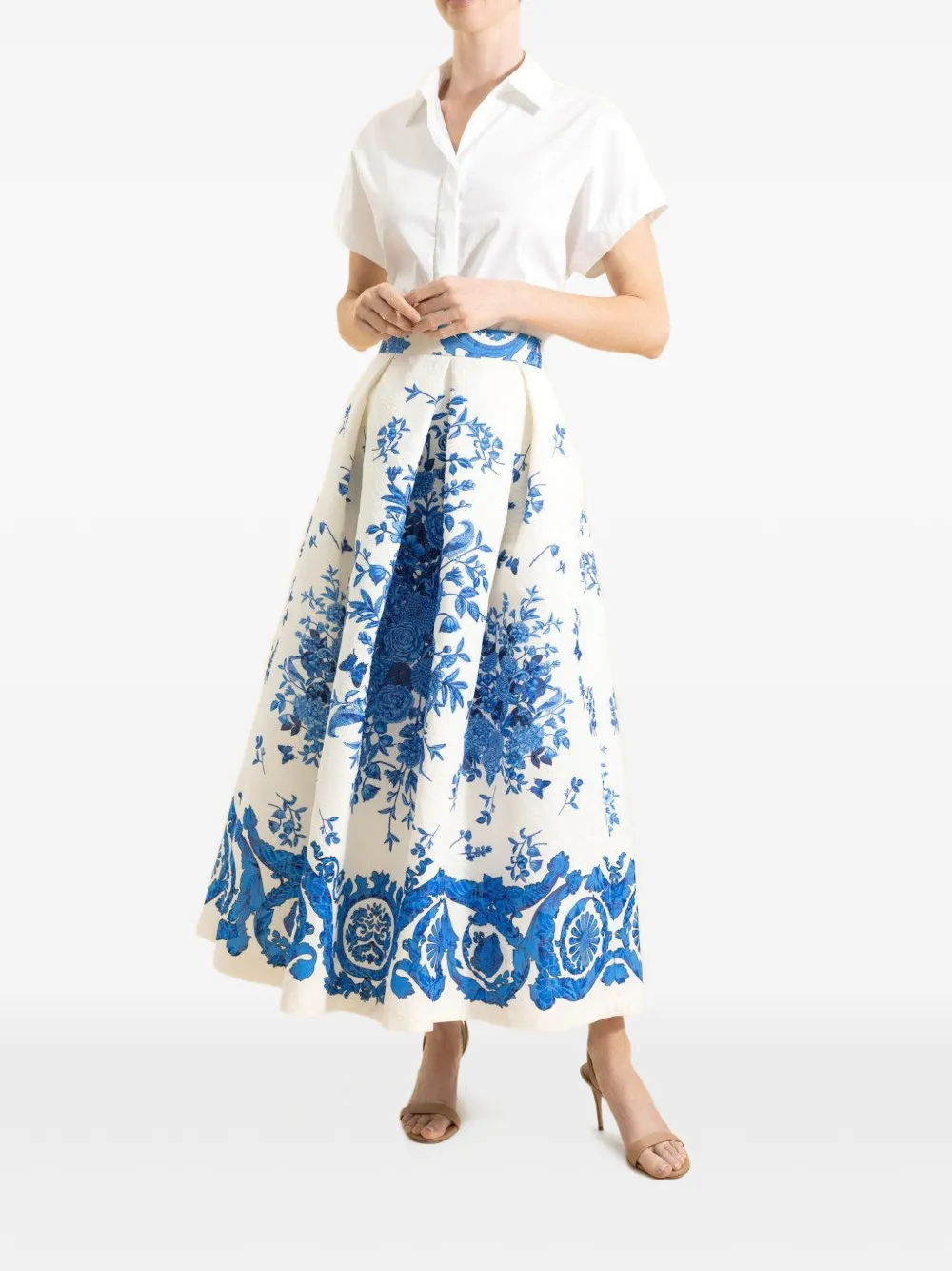 Lunatica Milano floral midi skirt - Bianco