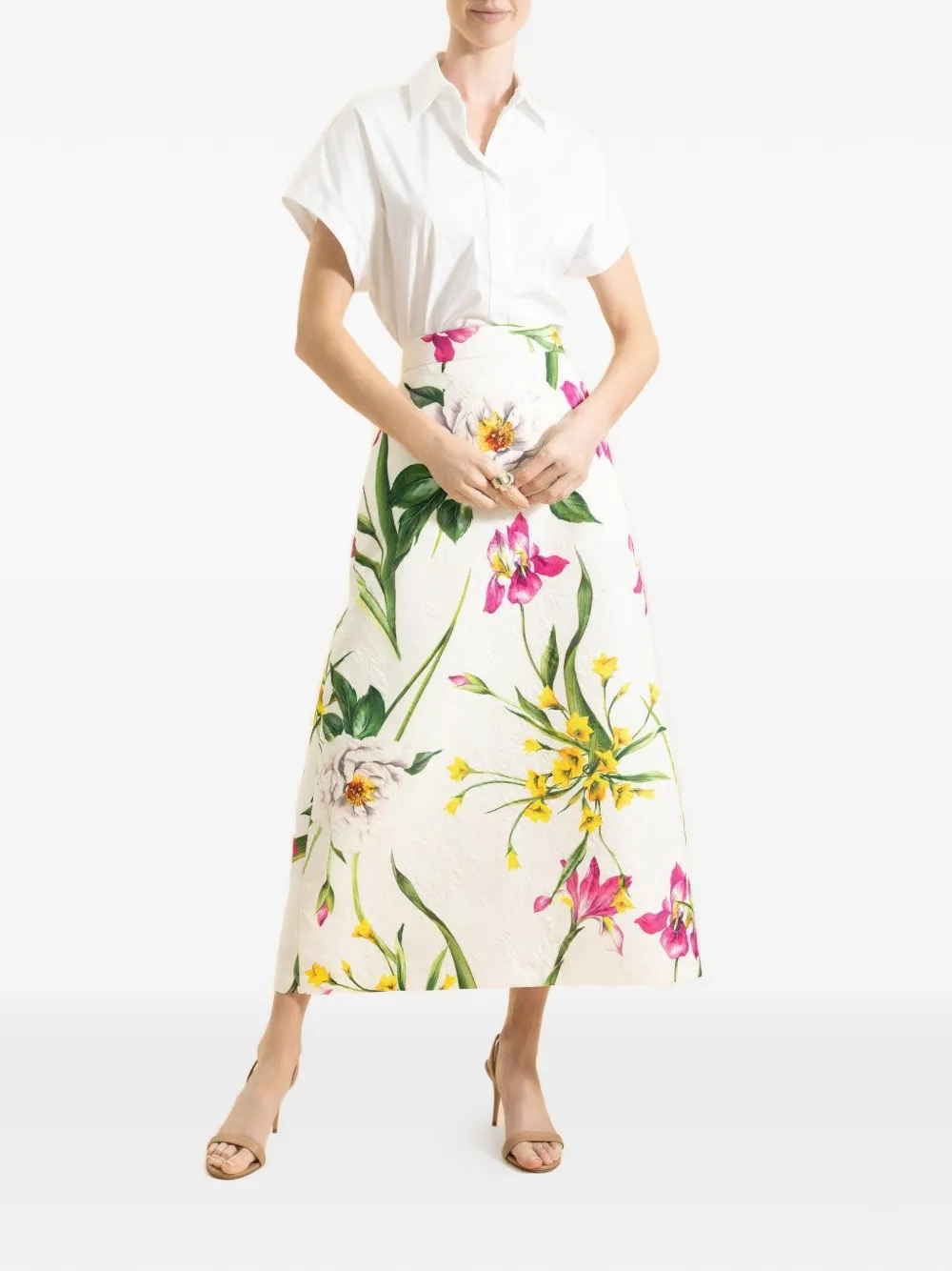 Lunatica Milano floral jardin skirt - Wit