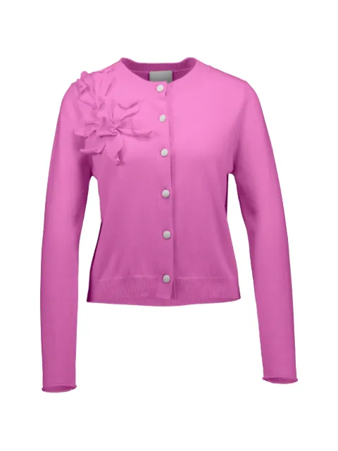 Allude floral-appliqué button cardigan