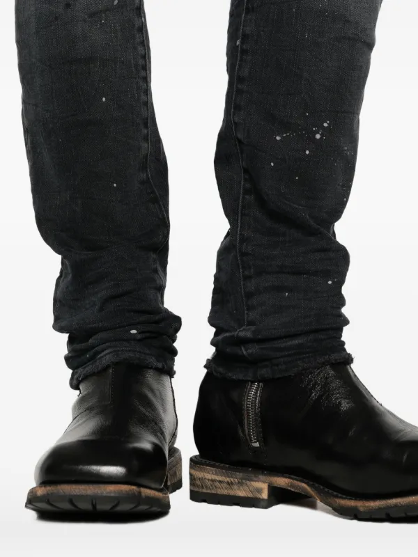 Purple Brand P001 Reflective Paint Repair Skinny Jeans | Black