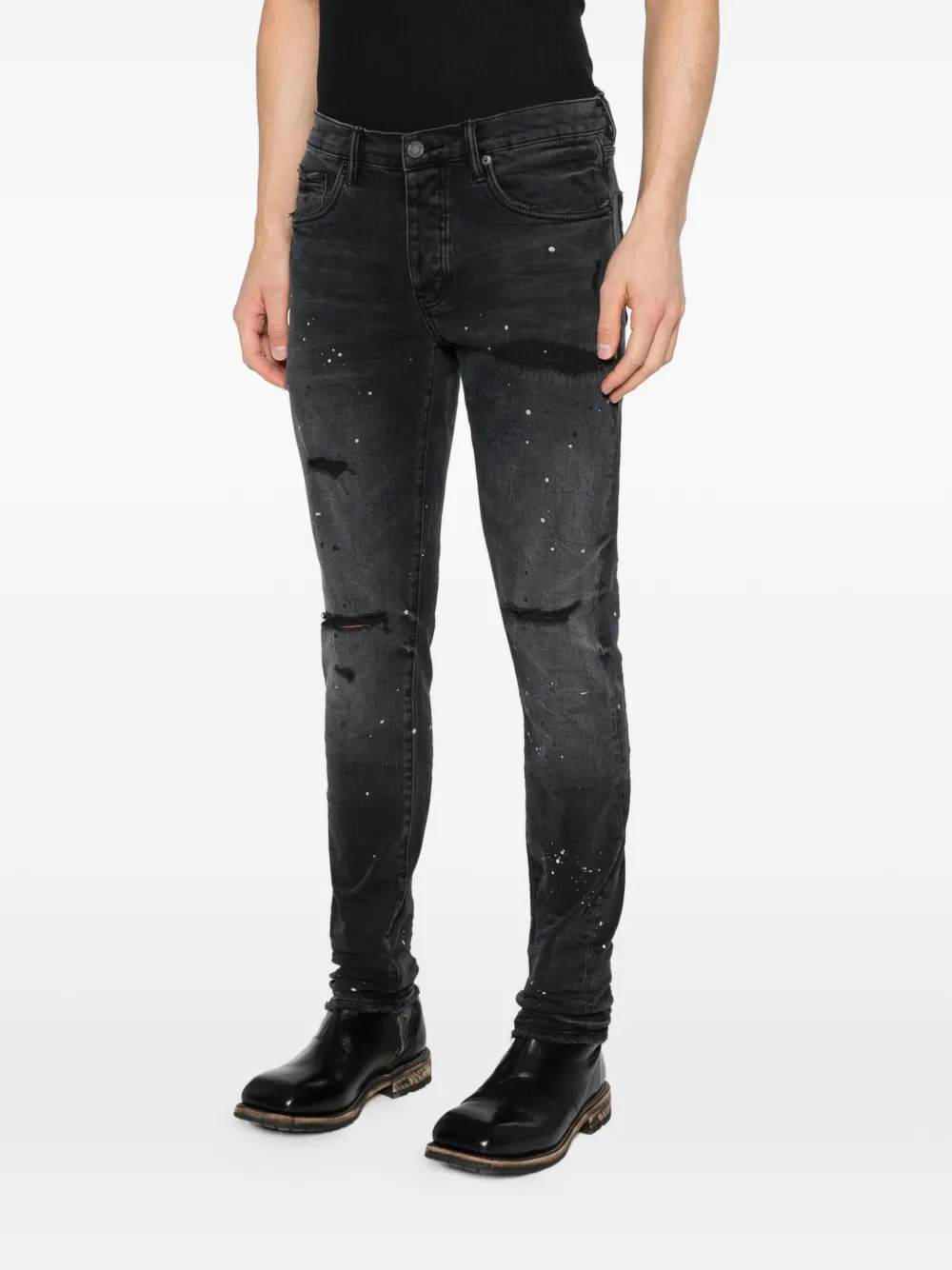 Purple Brand Skinny Jeans P001 Reflective Paint Repair | Negro