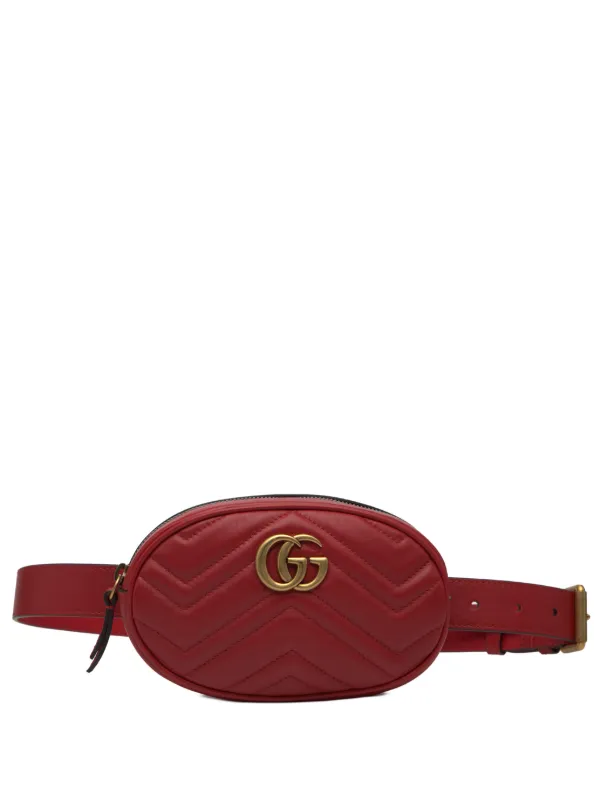 Gucci Pre-owned 2016-2025 GG Marmont Matelasse Leather Belt Bag in Red
