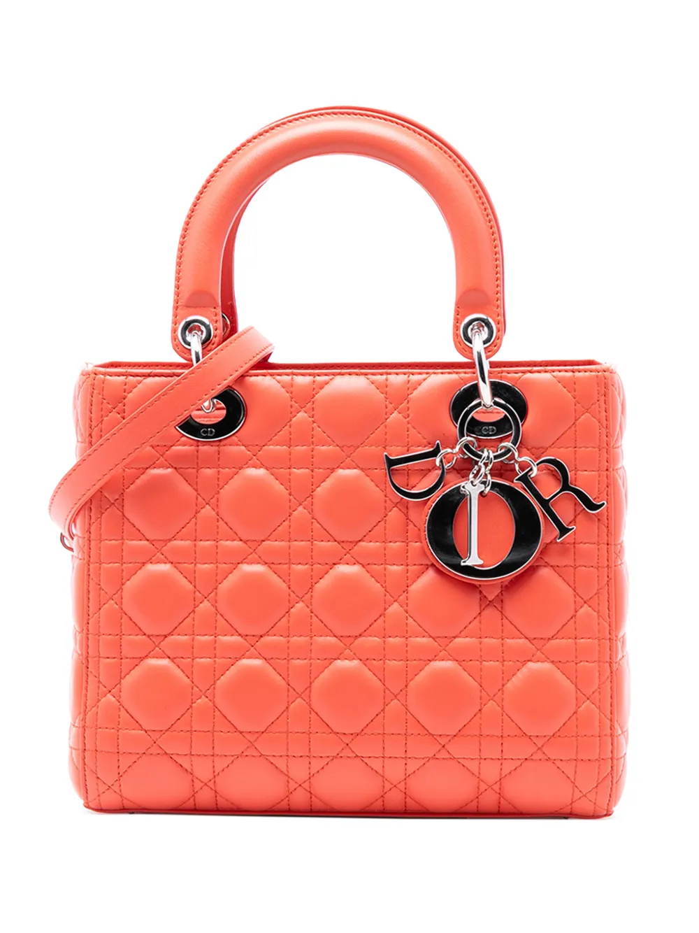 Christian Dior Pre-Owned 2013 Medium Lambskin Cannage Lady Dior satchel - Orange