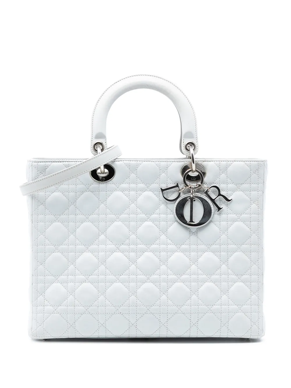 Christian Dior Pre-Owned 2011 Large Lambskin Cannage Lady Dior satchel - Bianco